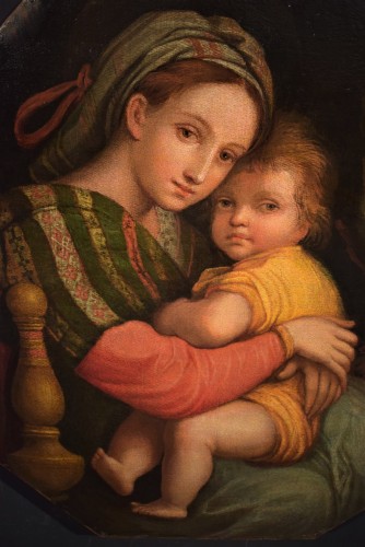 Tableaux et dessins Tableaux XVIe siècle - Vierge à l'Enfant et l'archange Michel - Ecole toscane fin du XVIe siècle